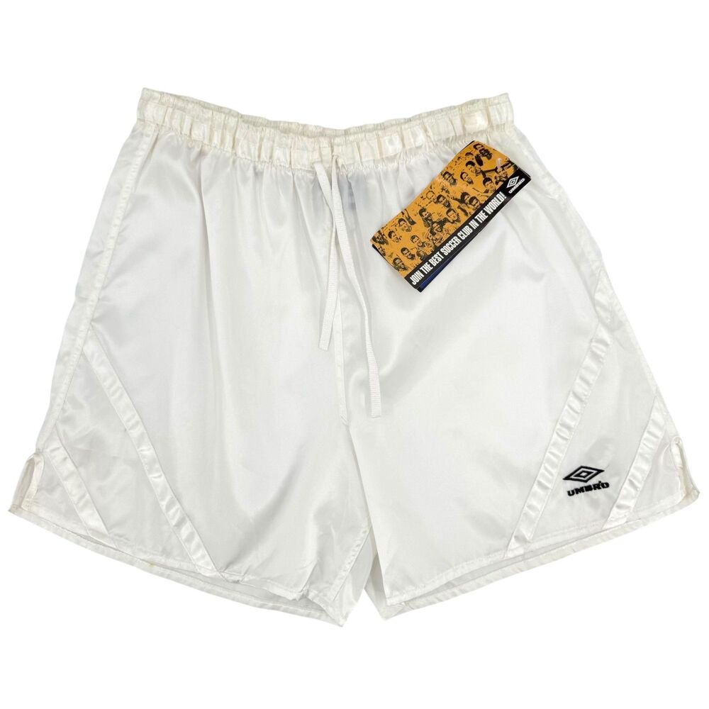 Vintage 90s NEW Umbro Manchester II Nylon Soccer Shorts 5" White Small